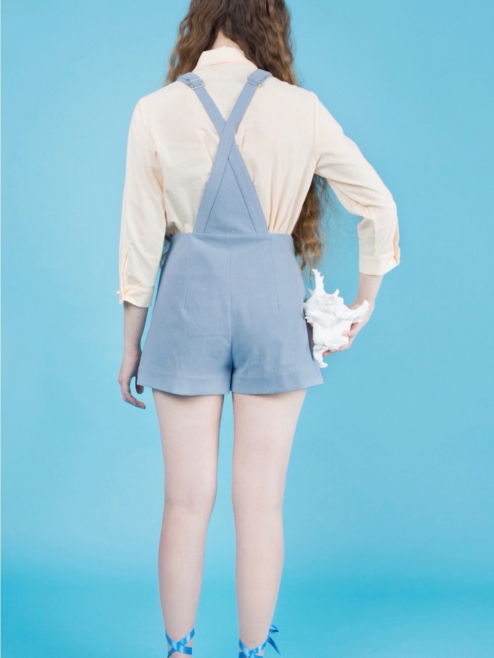 Samantha Pleet Light Blue Denim Dress with Cream Underdetail - Picture 2 of 10